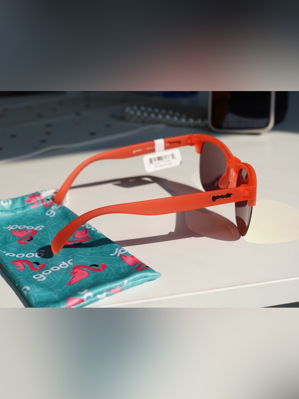 goodr Avant G Sunglasses - Château de Maraschino Orange Half-Rim - Picture 3 of 8